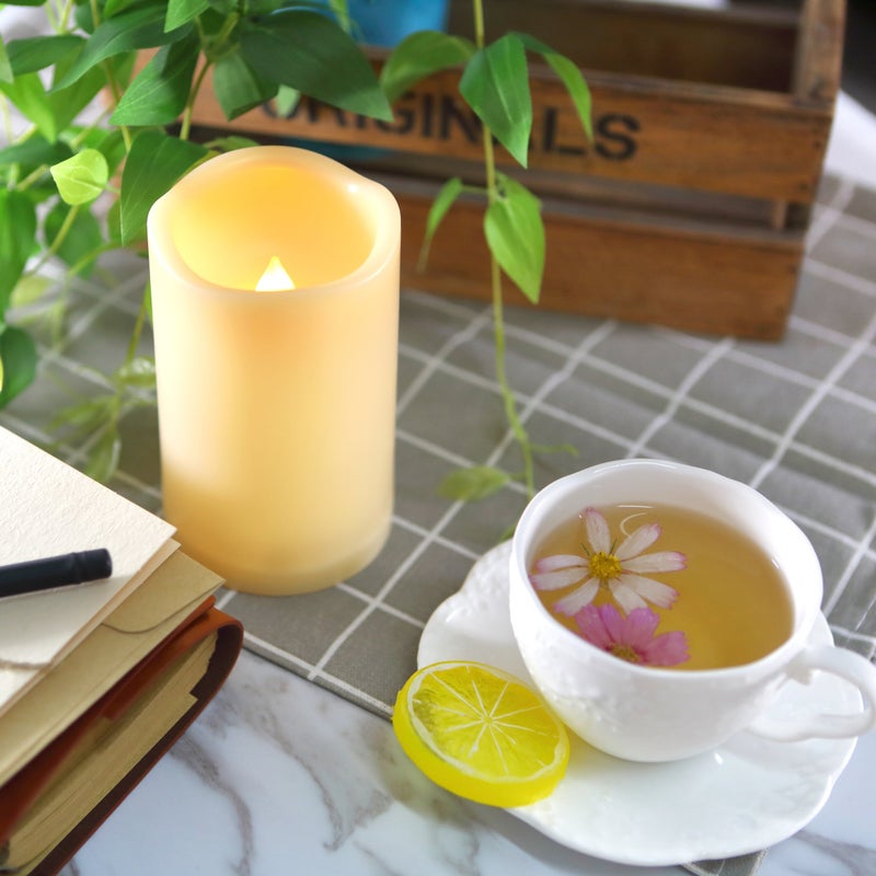 QIDEA Waterproof Outdoor Flameless LED Candles - with Remote and Timer Realistic Flickering Battery Operated Electric Plastic Resin Pillar Candles for Christmas Decoration 2-Pack 3â€x5â€ - Image 3